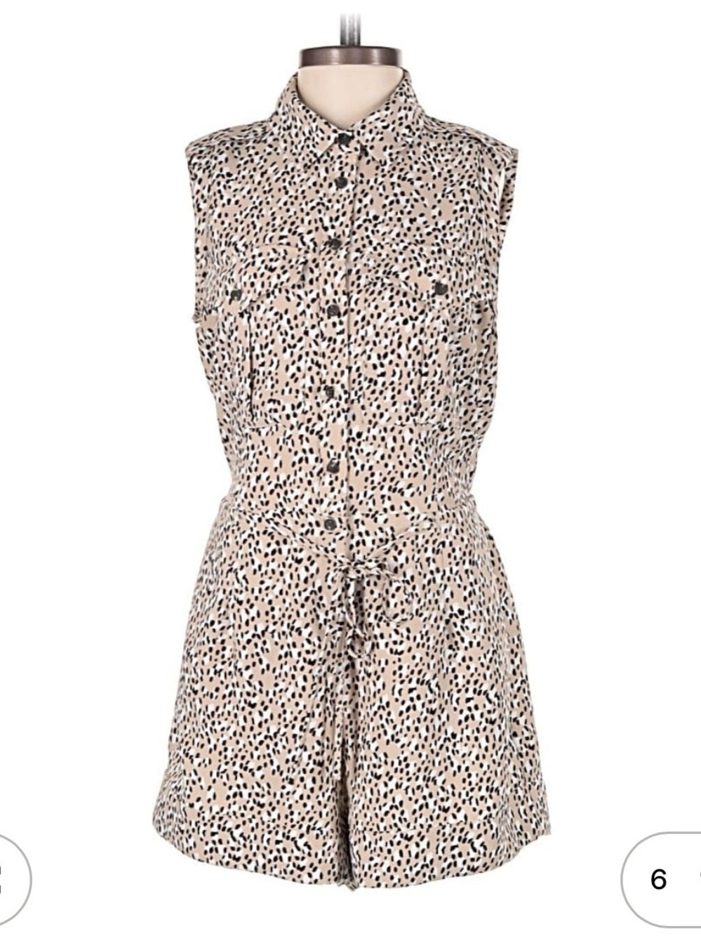 Banana Republic Beige and Black Sleeveless Animal Print Romper